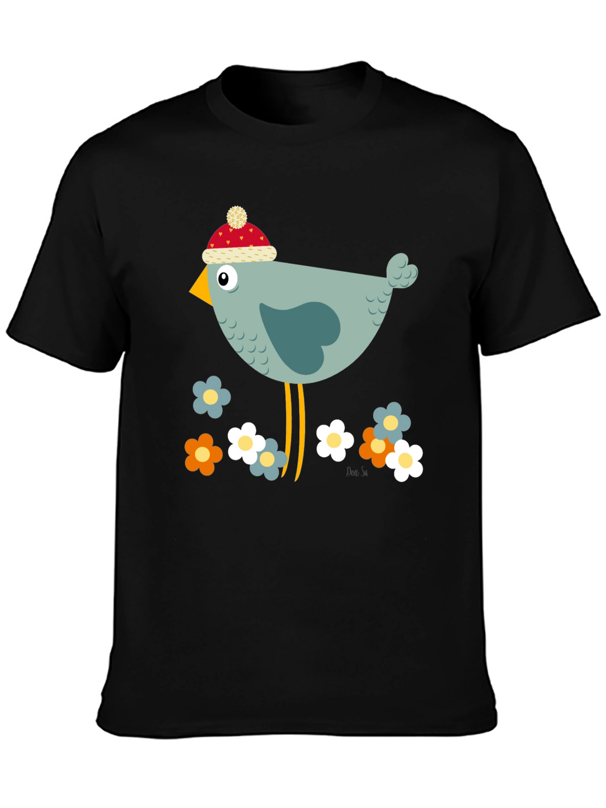 Cartoon Bird Graphic Tee - Whimsical Bird Lovers T-Shirt
