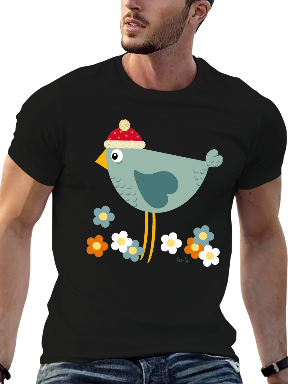 Cartoon Bird Graphic Tee - Whimsical Bird Lovers T-Shirt