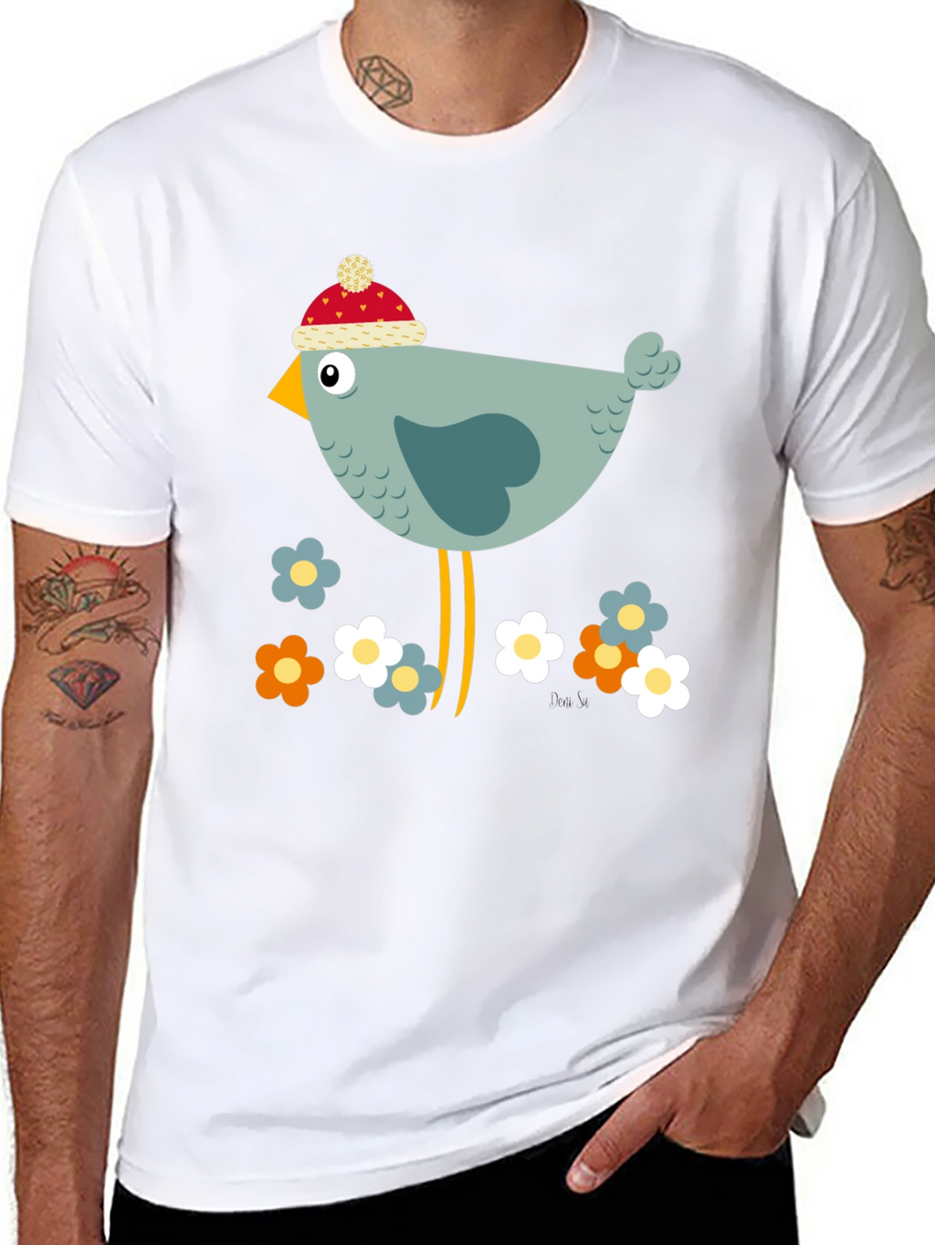 Cartoon Bird Graphic Tee - Whimsical Bird Lovers T-Shirt