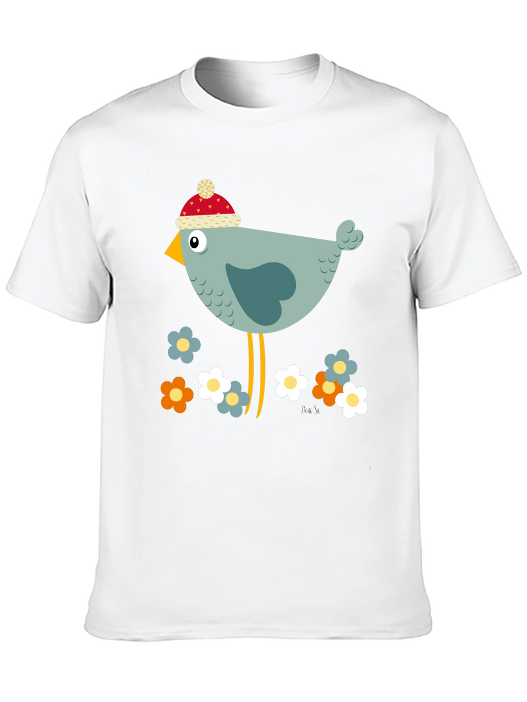 Cartoon Bird Graphic Tee - Whimsical Bird Lovers T-Shirt