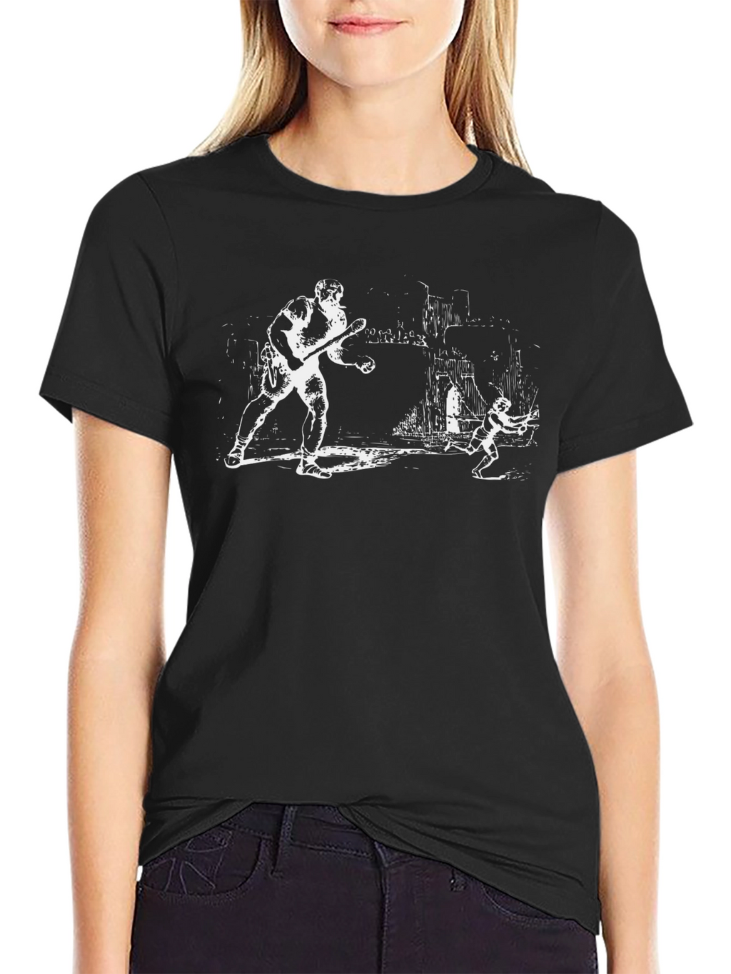 Black Graphic Tee: Chase Scene Design