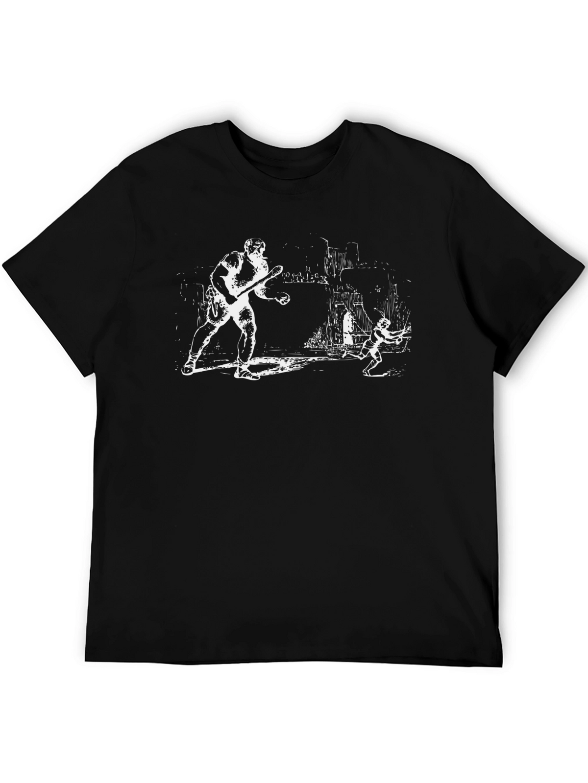 Black Graphic Tee: Chase Scene Design