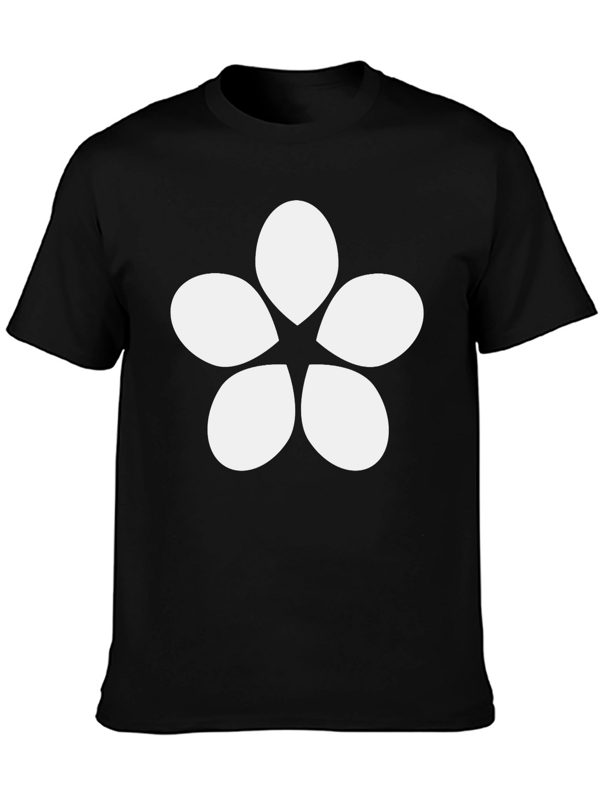 Minimalist Flower Graphic Tee - Black