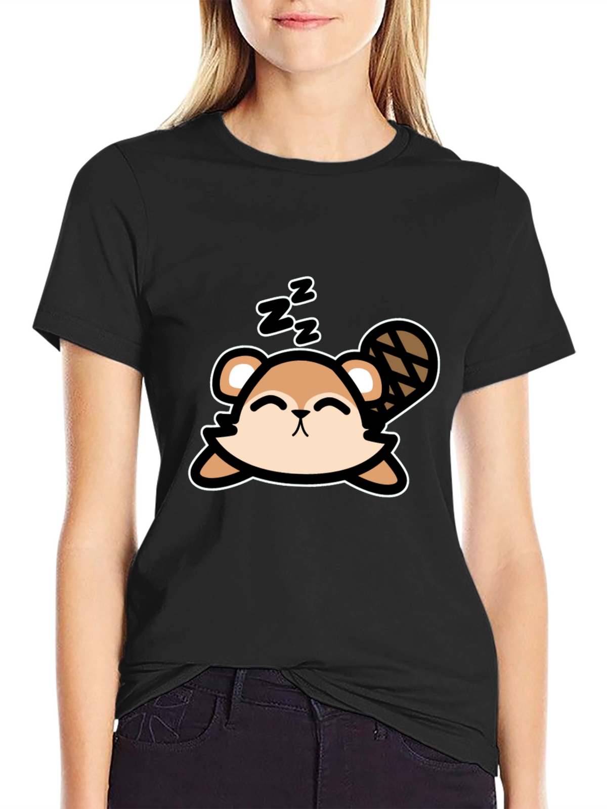 Cute Sleeping Beaver T-Shirt - Soft Cotton Tee