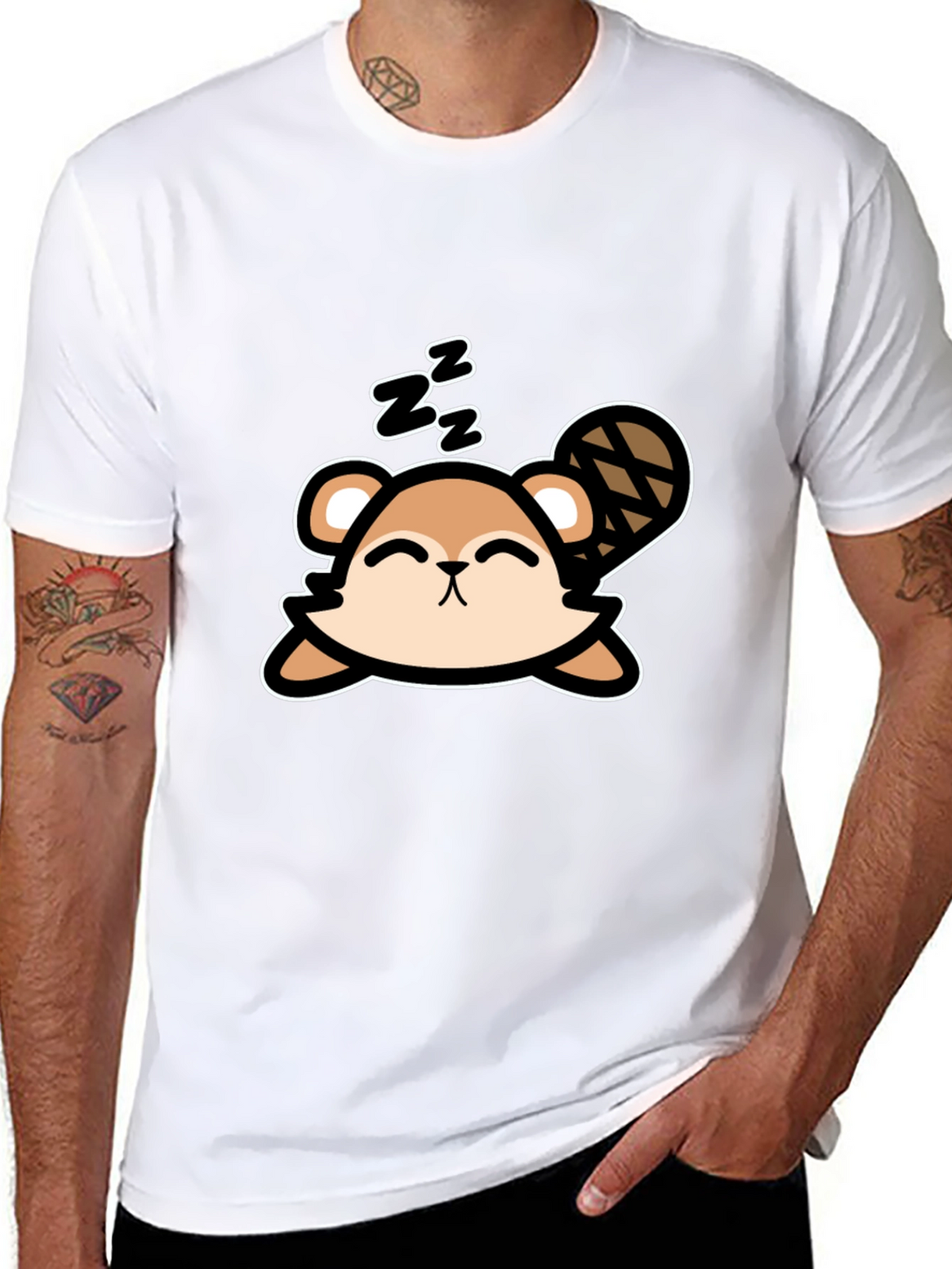 Cute Sleeping Beaver T-Shirt - Soft Cotton Tee