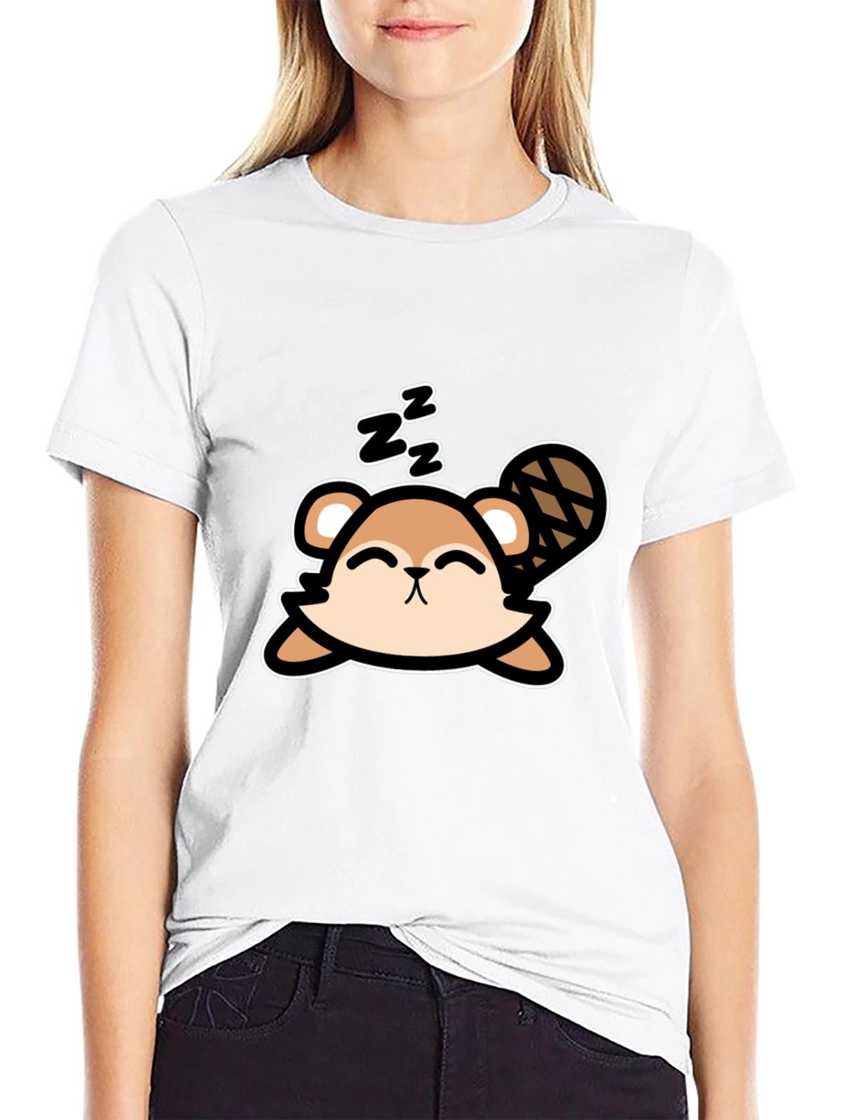 Cute Sleeping Beaver T-Shirt - Soft Cotton Tee