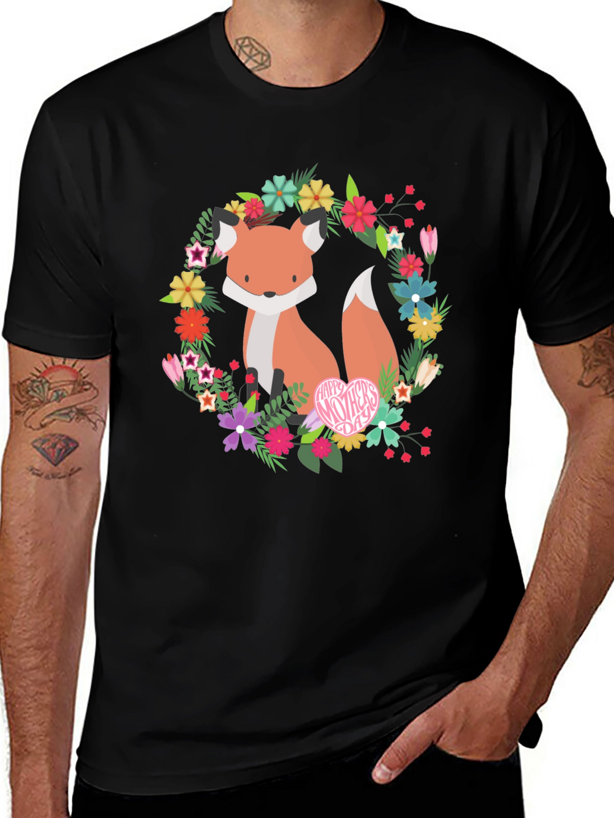 Floral Fox Graphic Tee - Mothers Day Gift