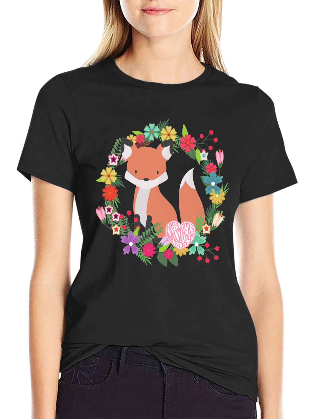 Floral Fox Graphic Tee - Mothers Day Gift