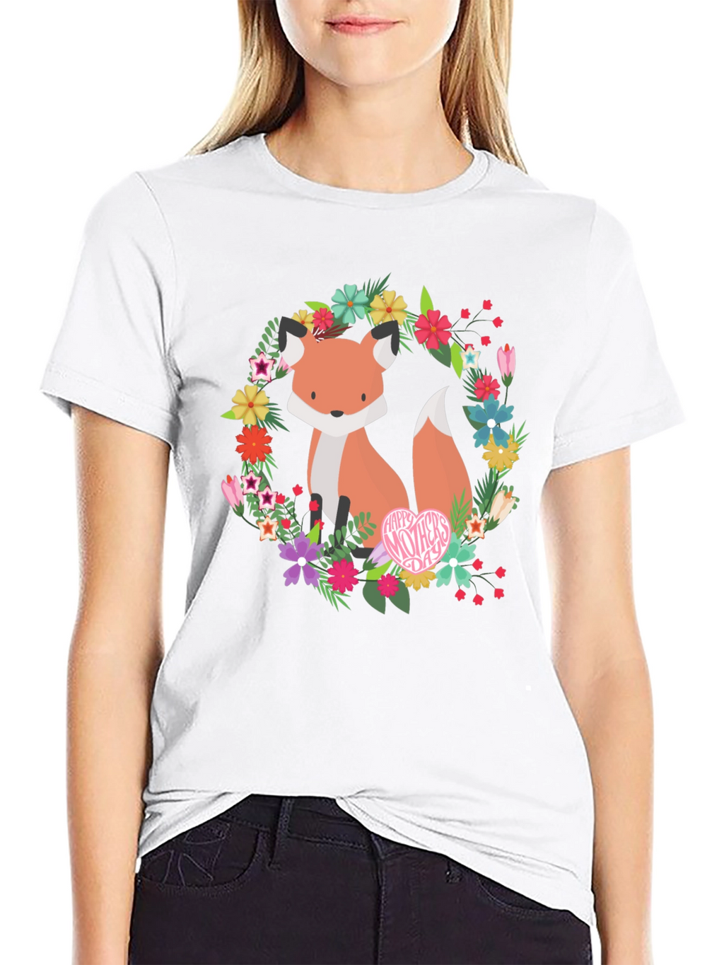 Floral Fox Graphic Tee - Mothers Day Gift