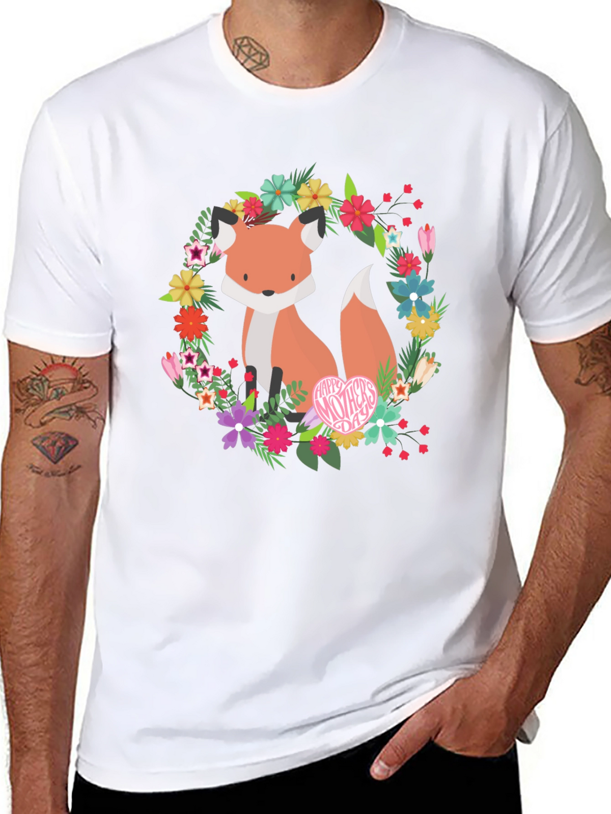 Floral Fox Graphic Tee - Mothers Day Gift