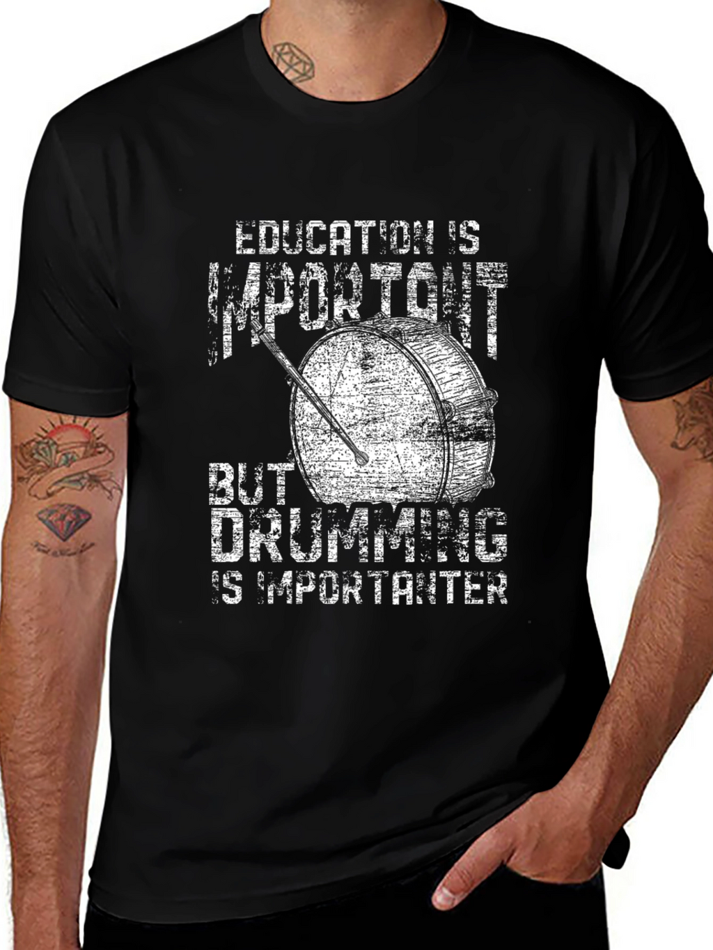 Funny Drummer T-Shirt - Education vs. Drumming