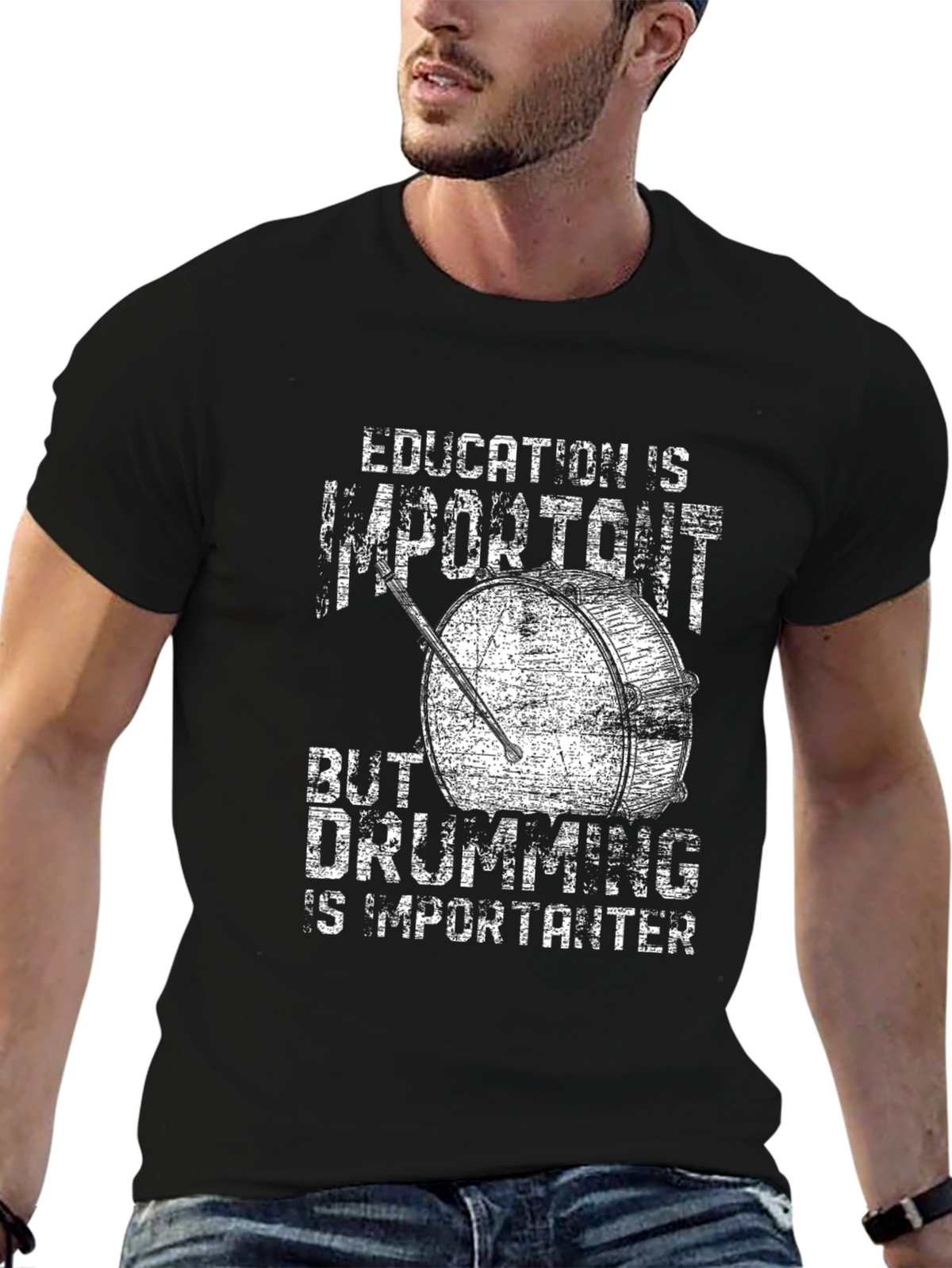 Funny Drummer T-Shirt - Education vs. Drumming
