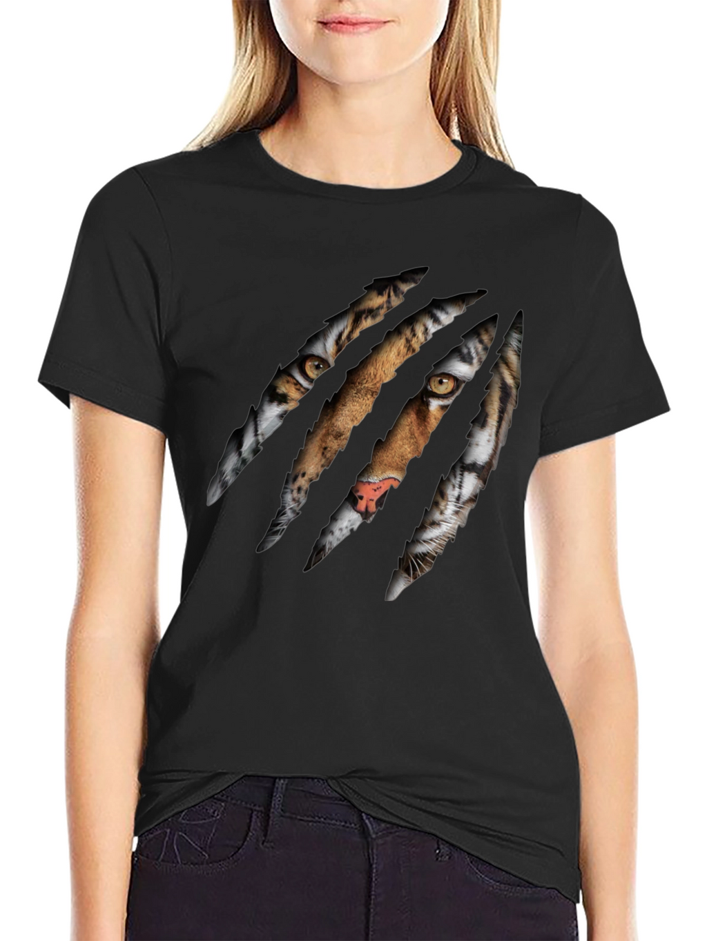 Tiger Claw Graphic Print Black T-Shirt