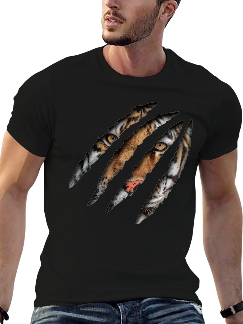 Tiger Claw Graphic Print Black T-Shirt