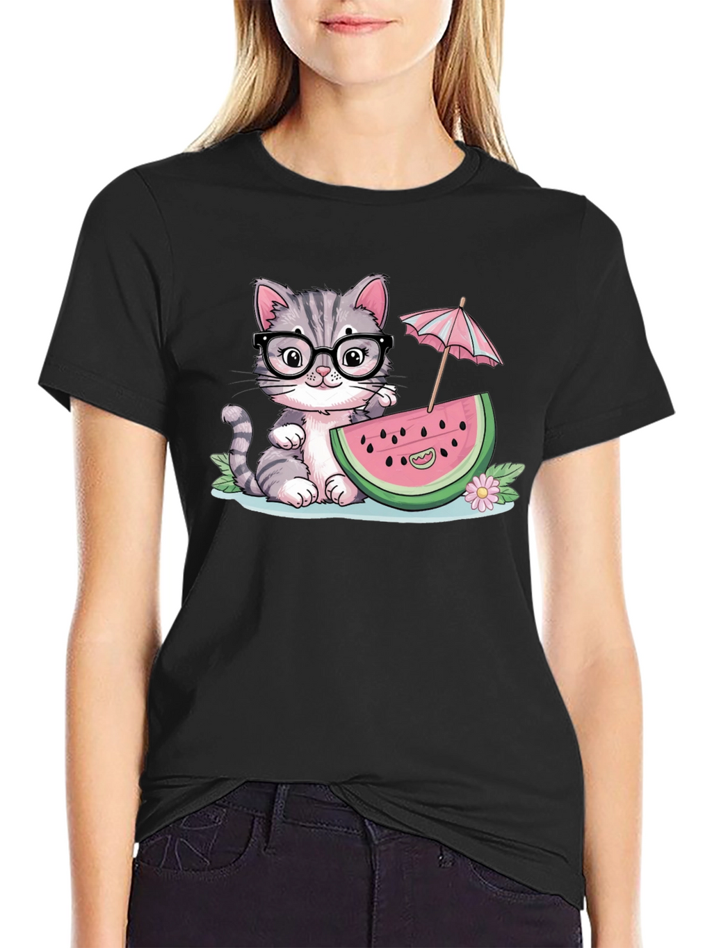 Cute Cat Watermelon T-Shirt