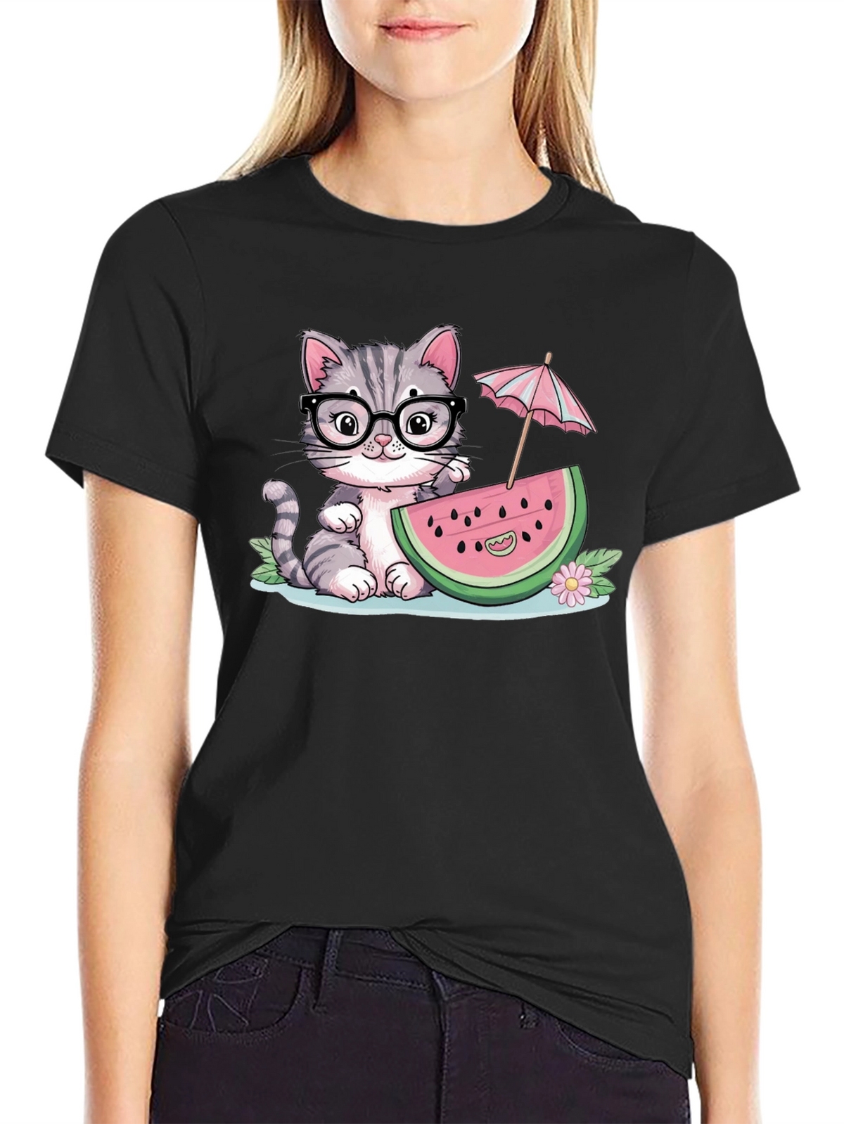 Cute Cat Watermelon T-Shirt