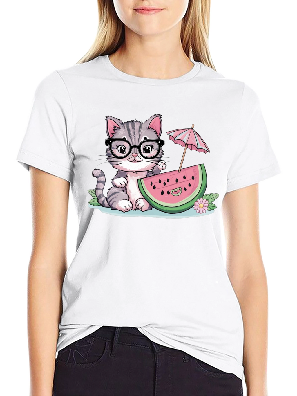 Cute Cat Watermelon T-Shirt