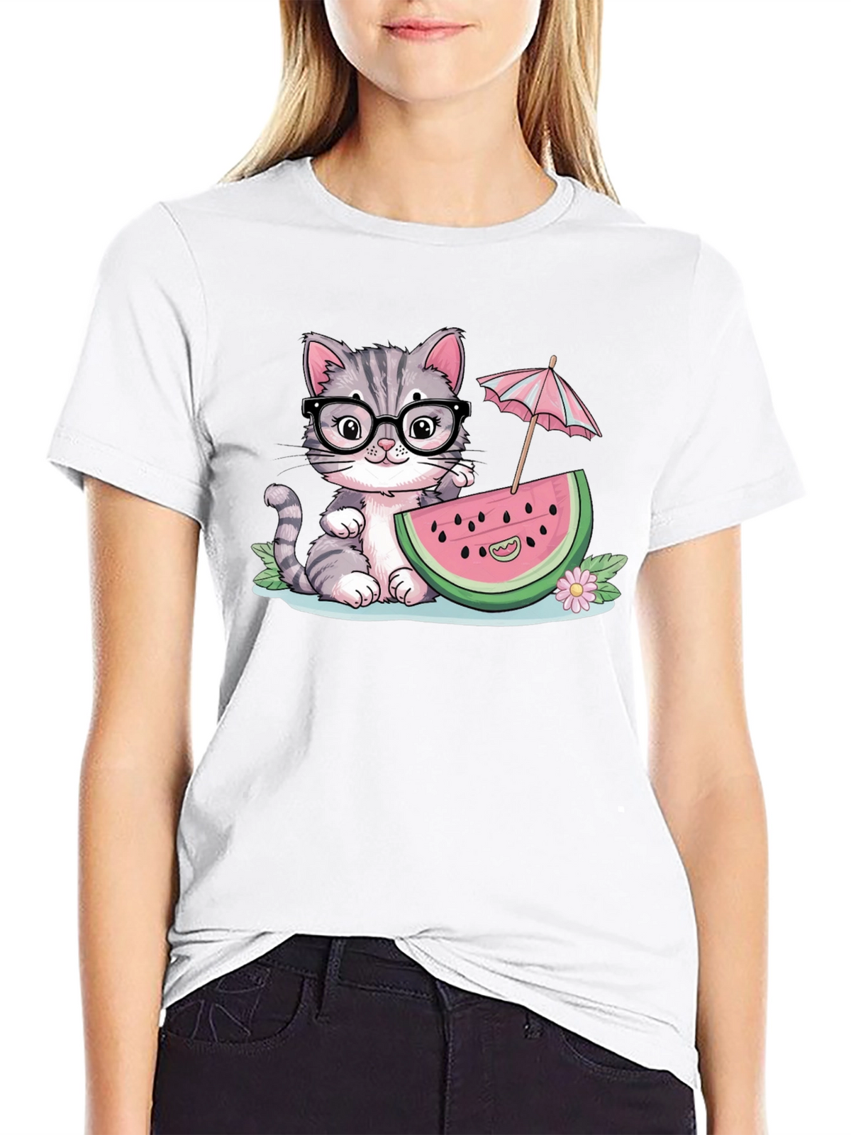 Cute Cat Watermelon T-Shirt