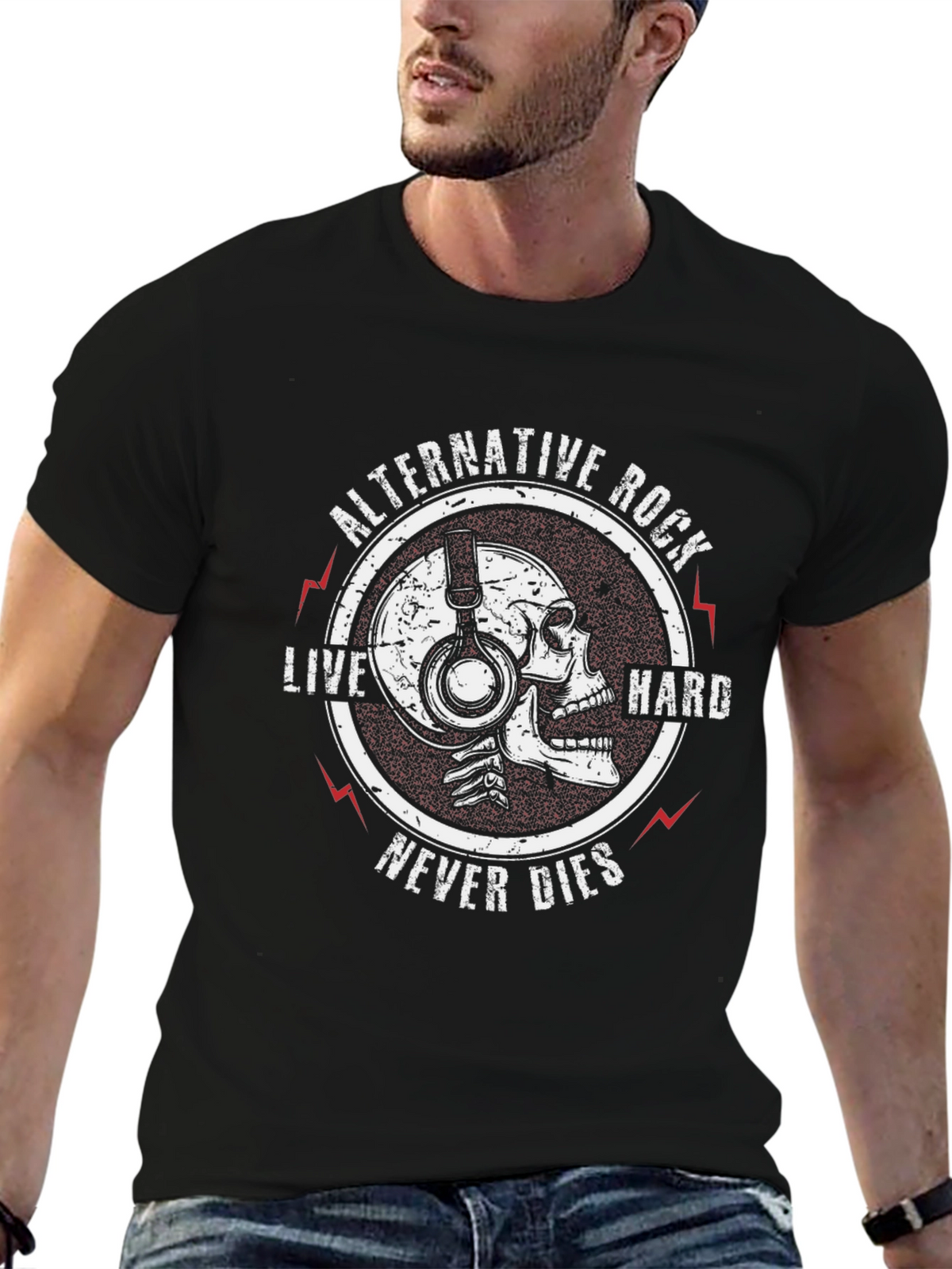 Alternative Rock Skull Graphic T-Shirt