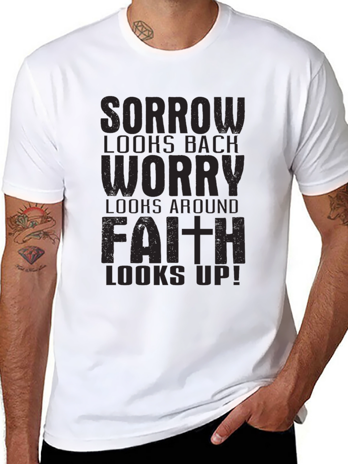 Faith Looks Up Black Graphic Tee