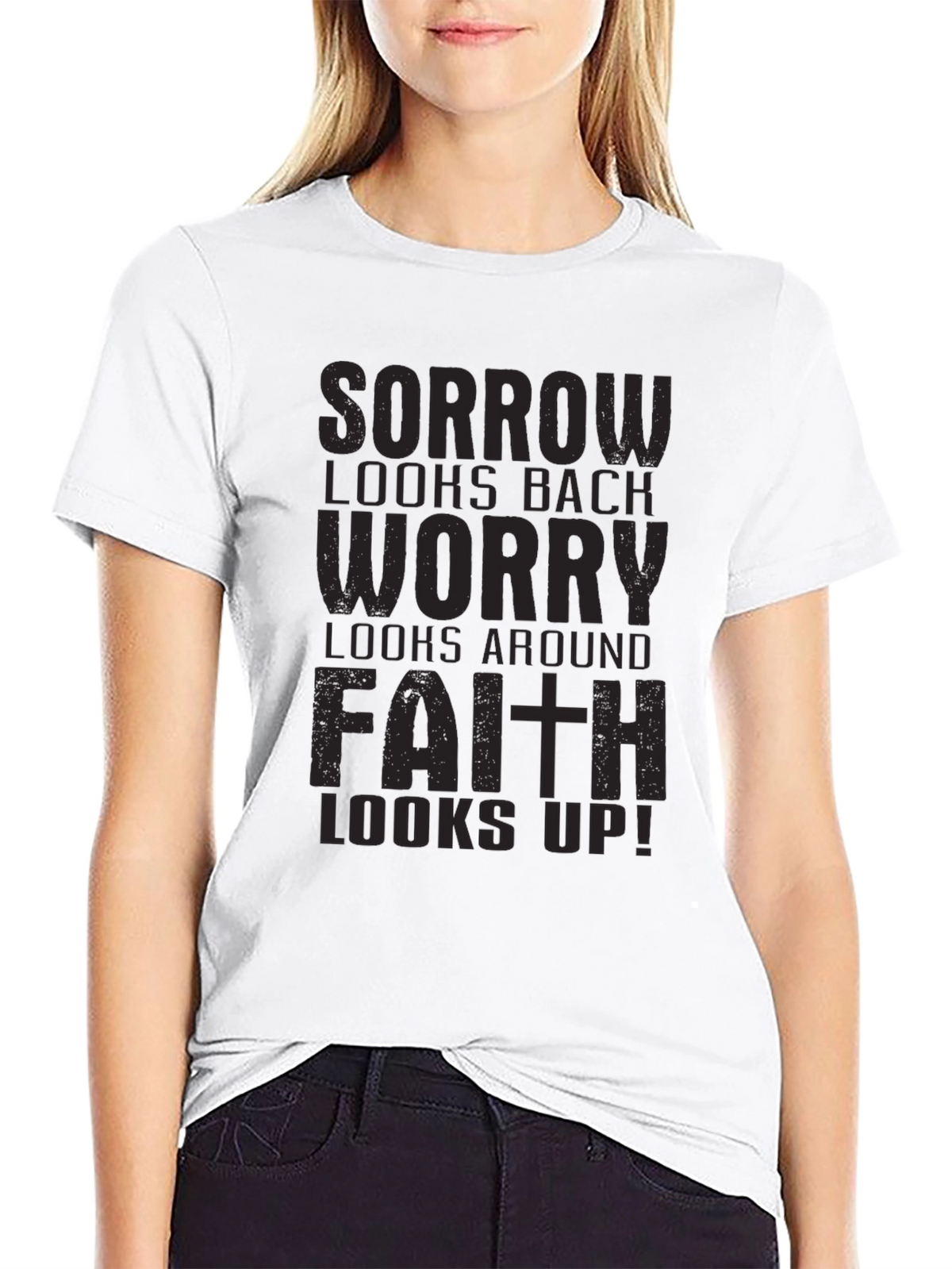 Faith Looks Up Black Graphic Tee