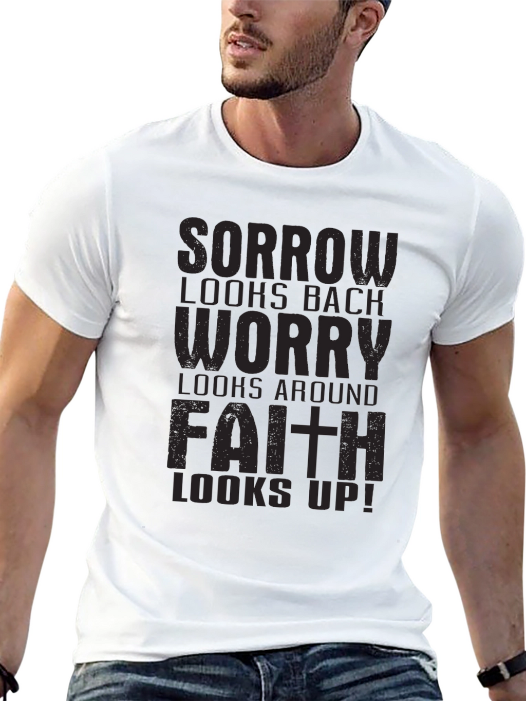 Faith Looks Up Black Graphic Tee