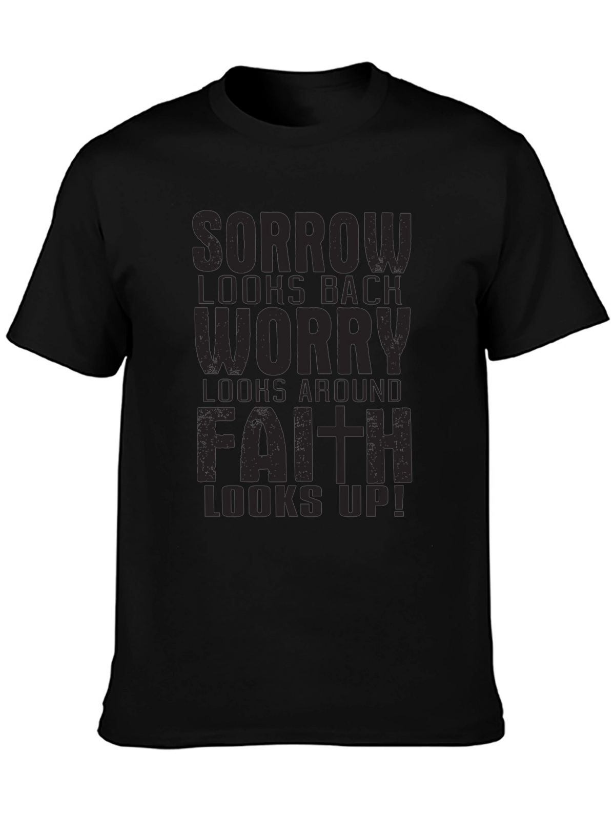 Faith Looks Up Black Graphic Tee
