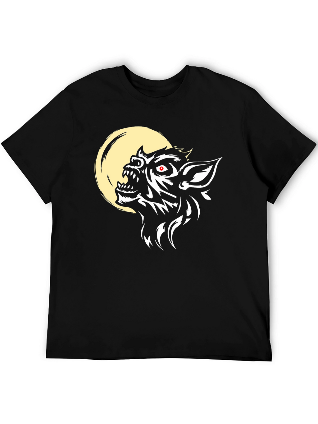 Werewolf Moon Graphic Tee - Black Cotton Blend