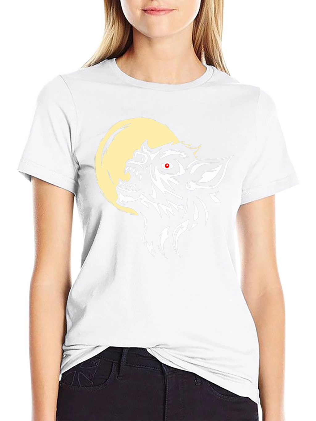 Werewolf Moon Graphic Tee - Black Cotton Blend