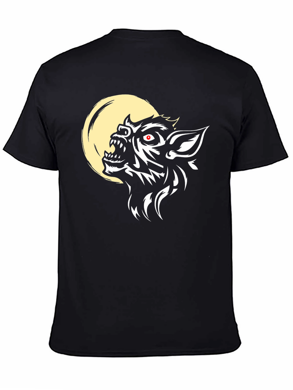 Werewolf Moon Graphic Tee - Black Cotton Blend