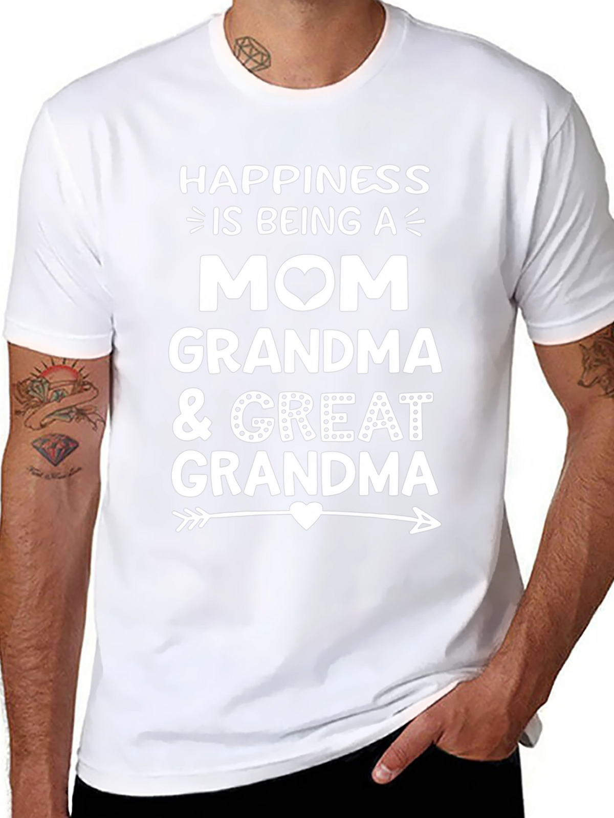 Happiness is Being a Mom Grandma Great Grandma T-Shirt