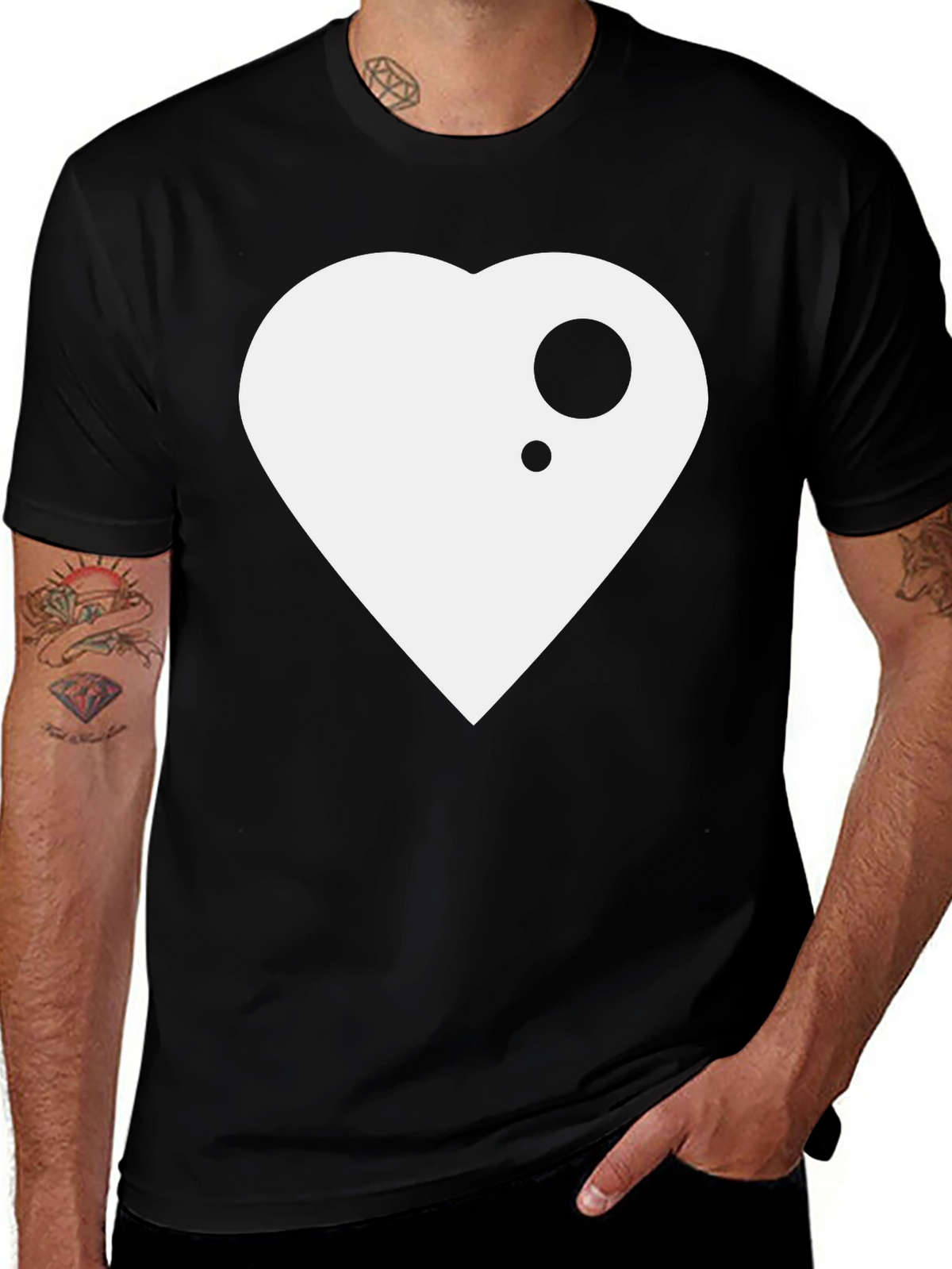 Modern Heart Graphic Black T-Shirt