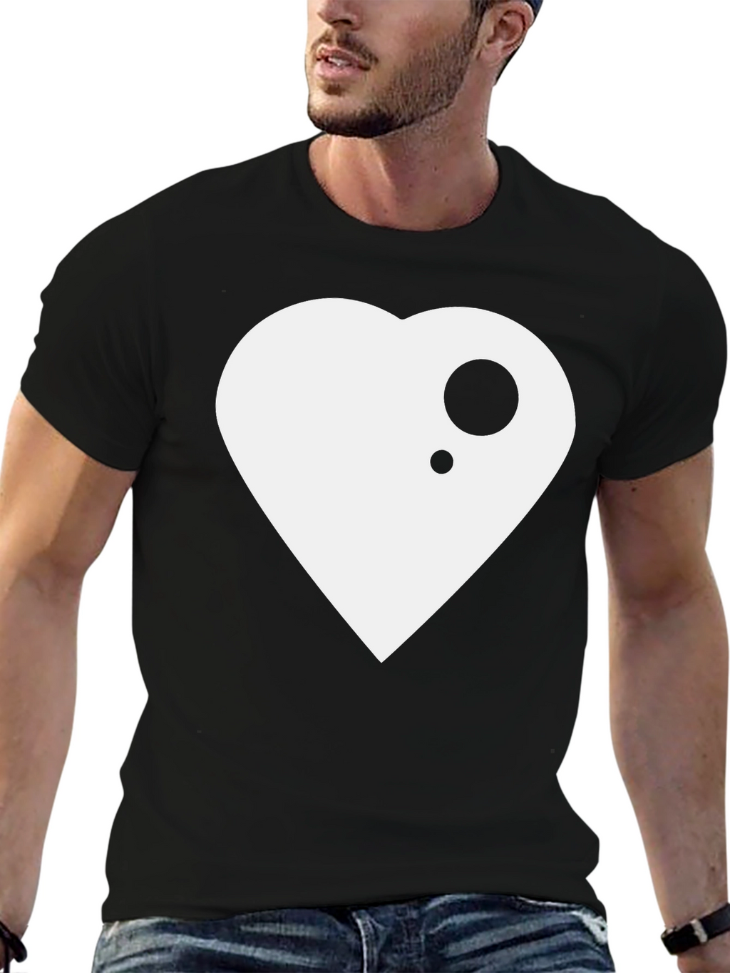 Modern Heart Graphic Black T-Shirt