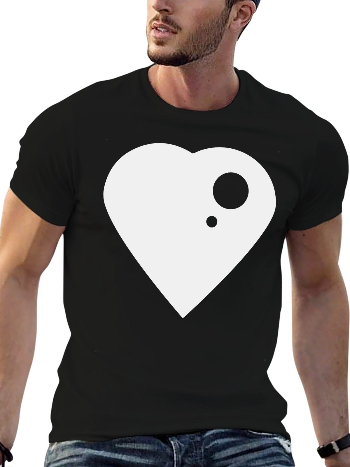 Modern Heart Graphic Black T-Shirt