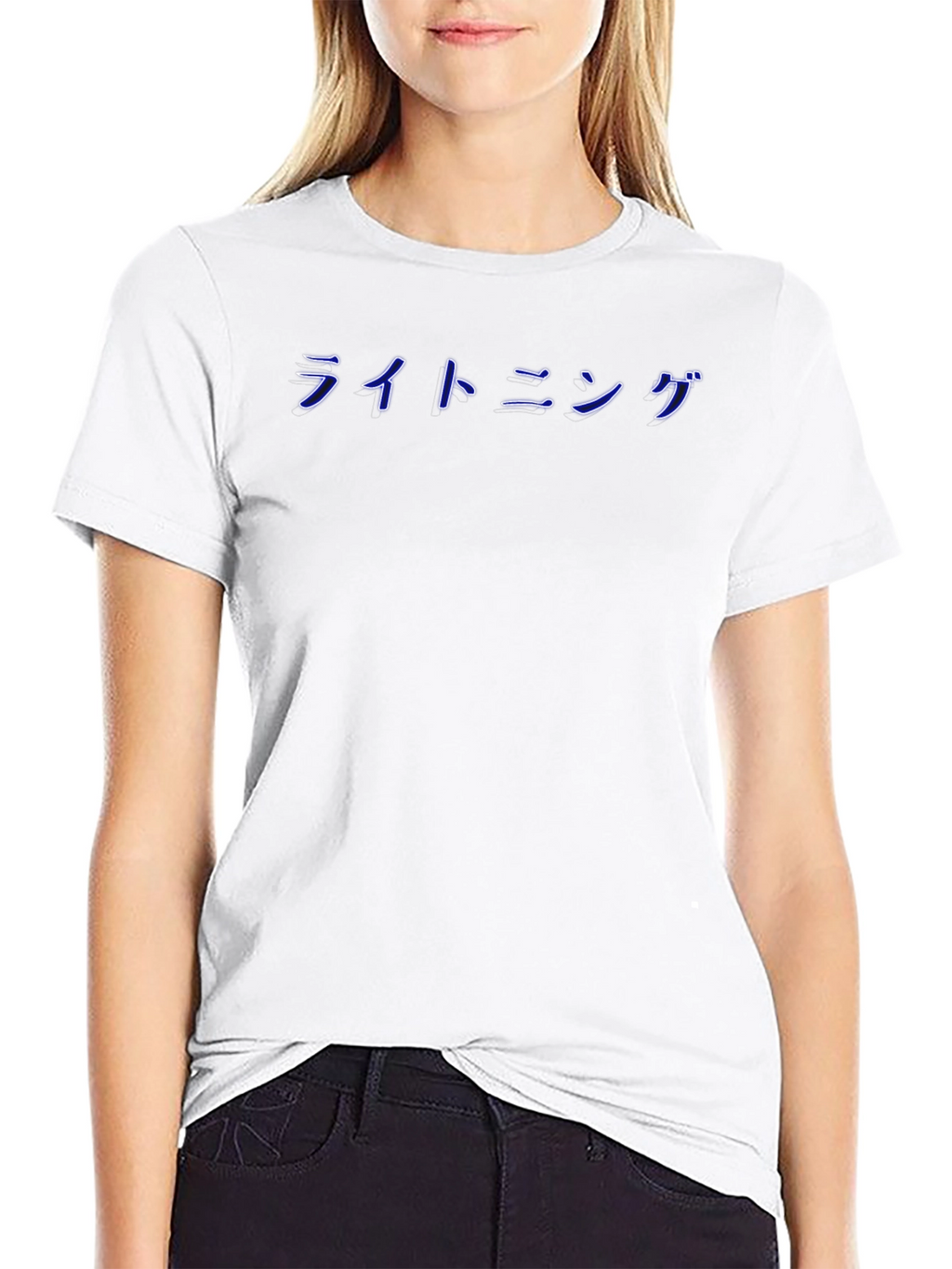 Black T-Shirt with Japanese Lightning Design