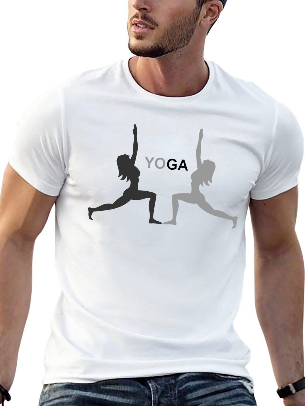 Yoga Pose Graphic Tee - Black Cotton T-Shirt