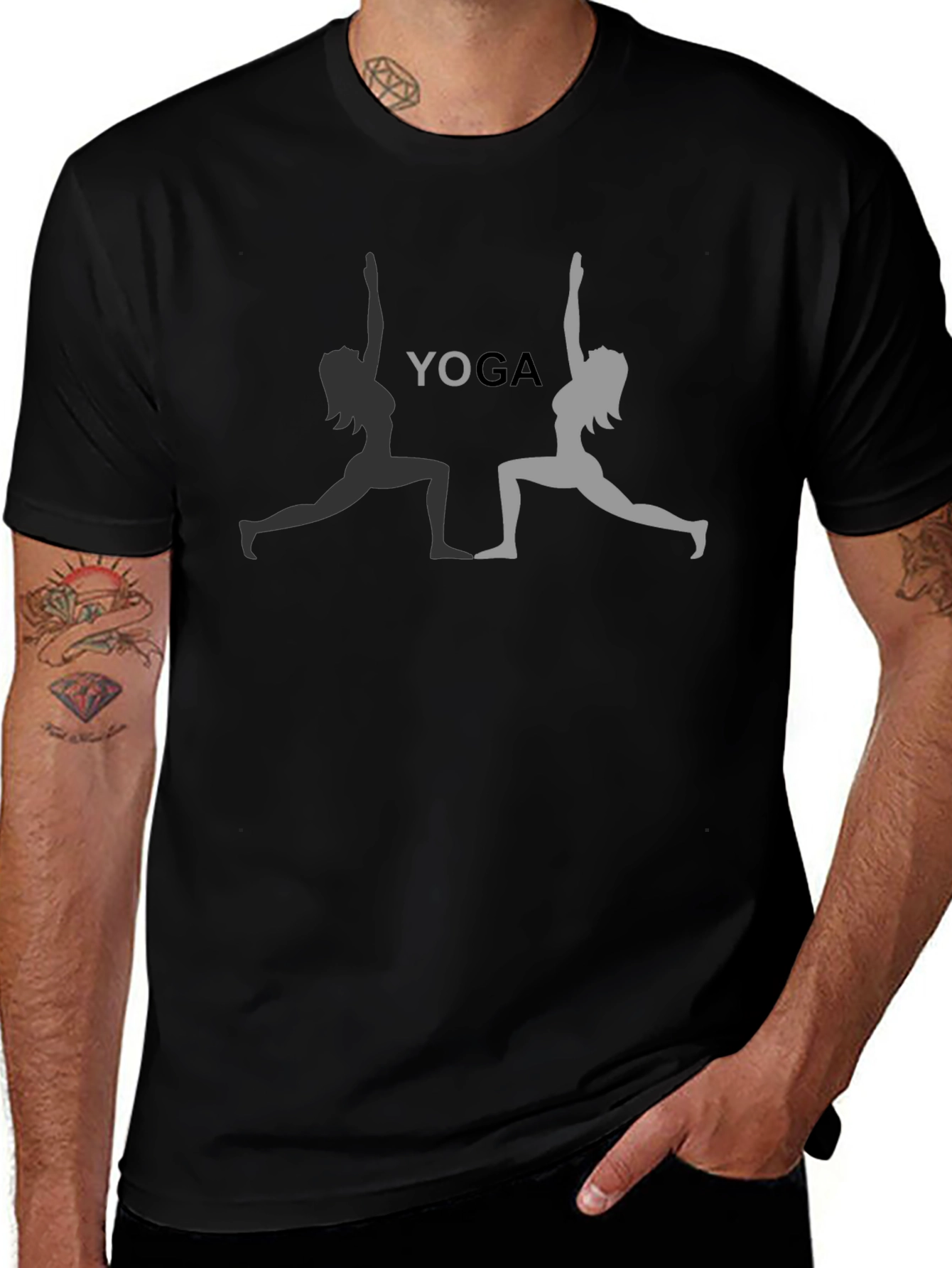 Yoga Pose Graphic Tee - Black Cotton T-Shirt