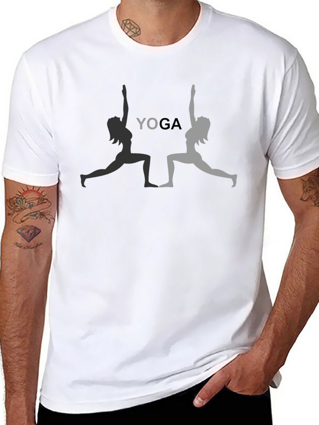 Yoga Pose Graphic Tee - Black Cotton T-Shirt