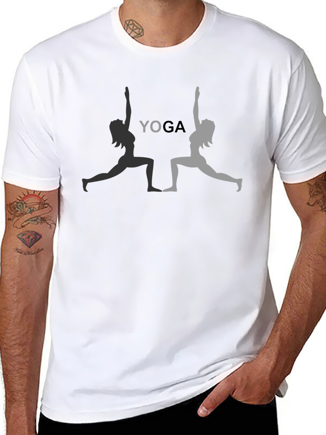 Yoga Pose Graphic Tee - Black Cotton T-Shirt