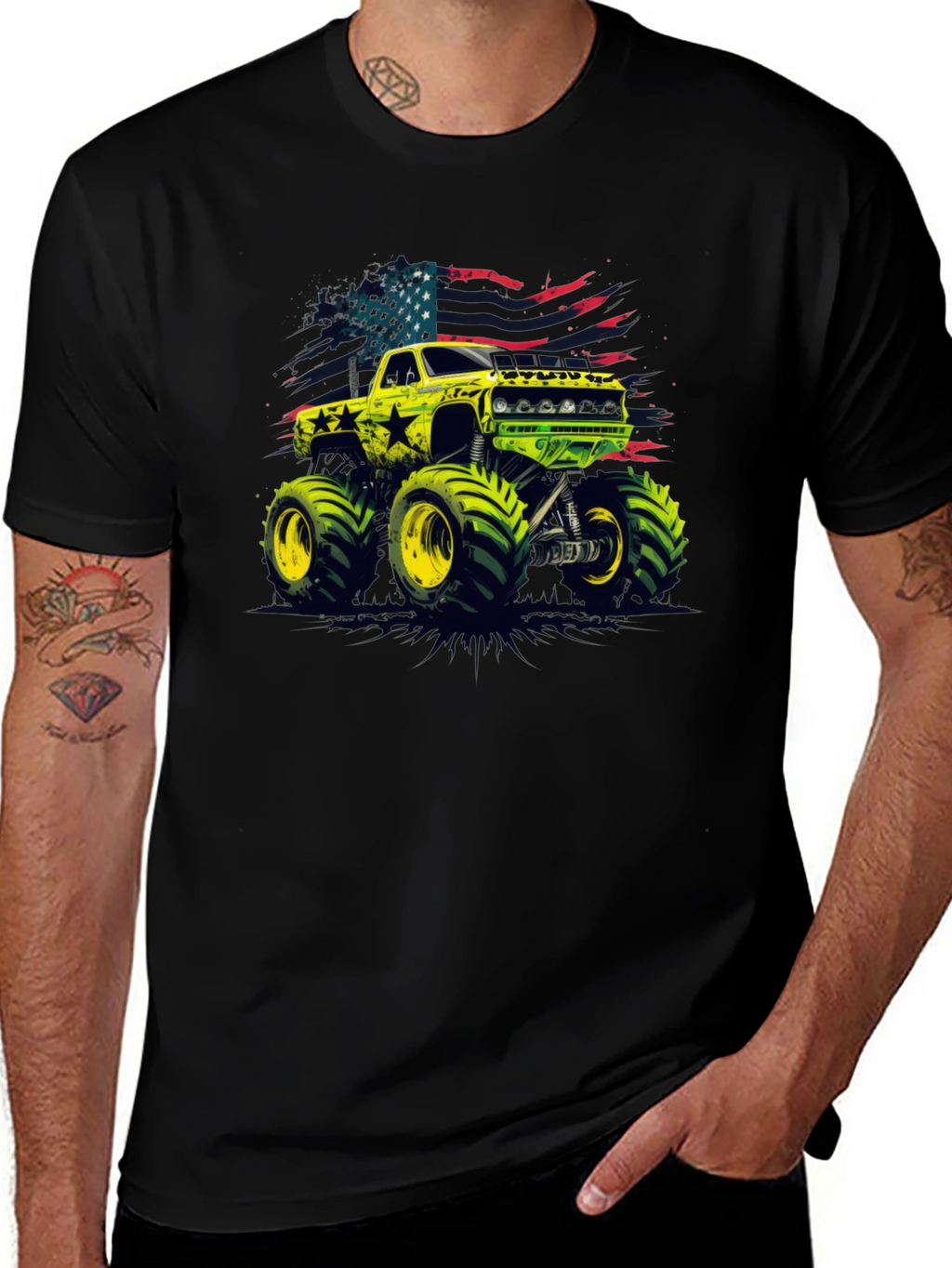 Monster Truck USA Flag Graphic Tee