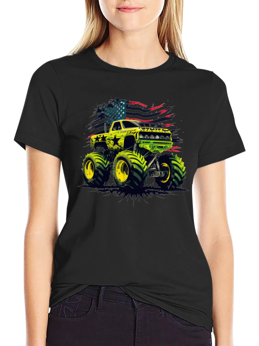 Monster Truck USA Flag Graphic Tee