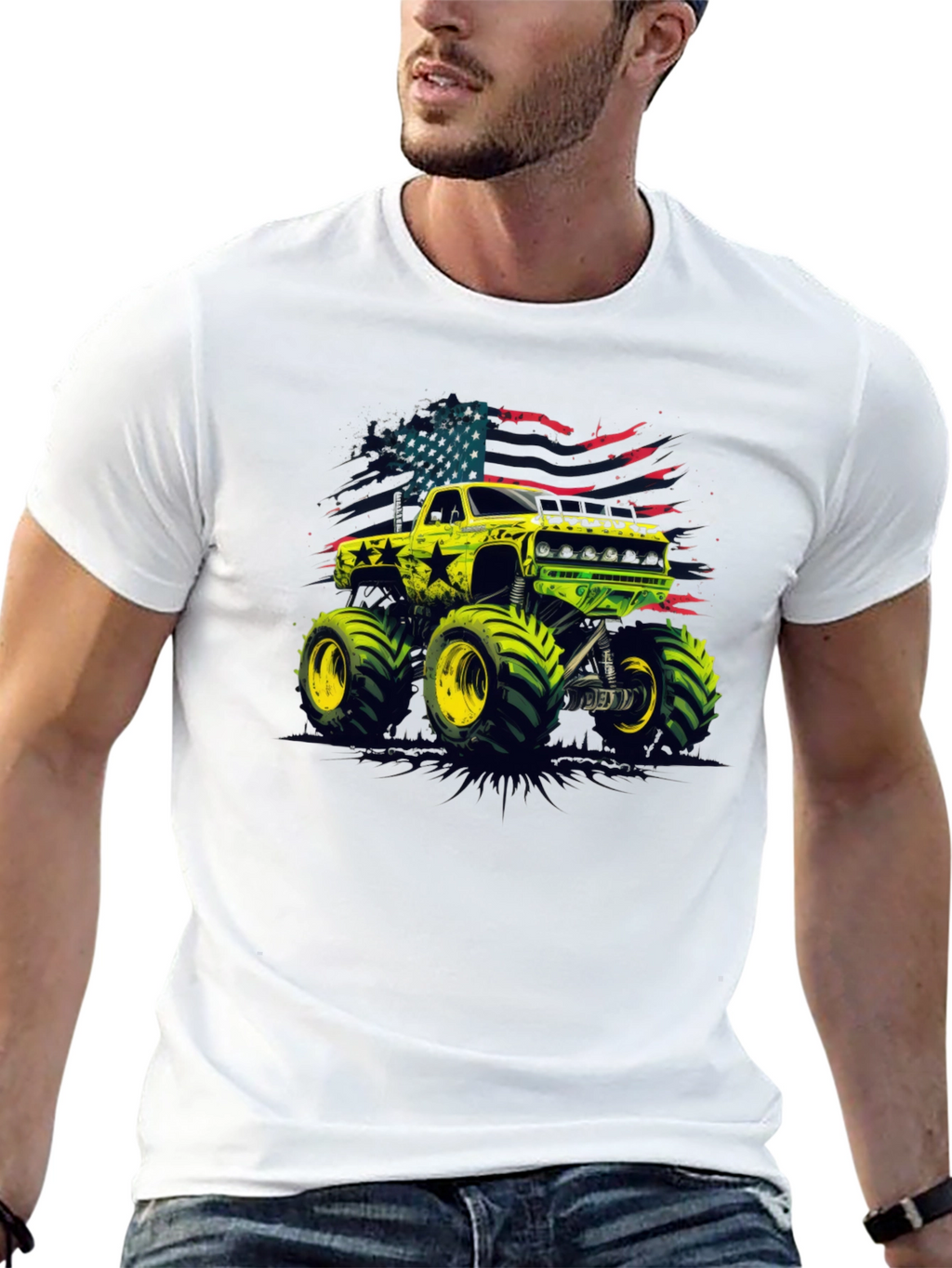 Monster Truck USA Flag Graphic Tee