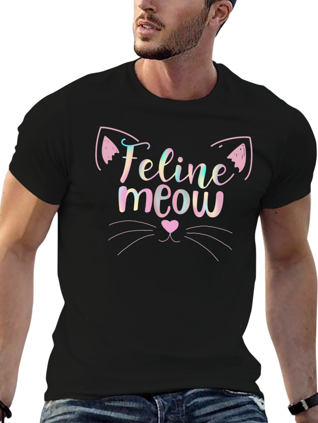 Feline Meow Graphic Tee - Soft Cotton Blend