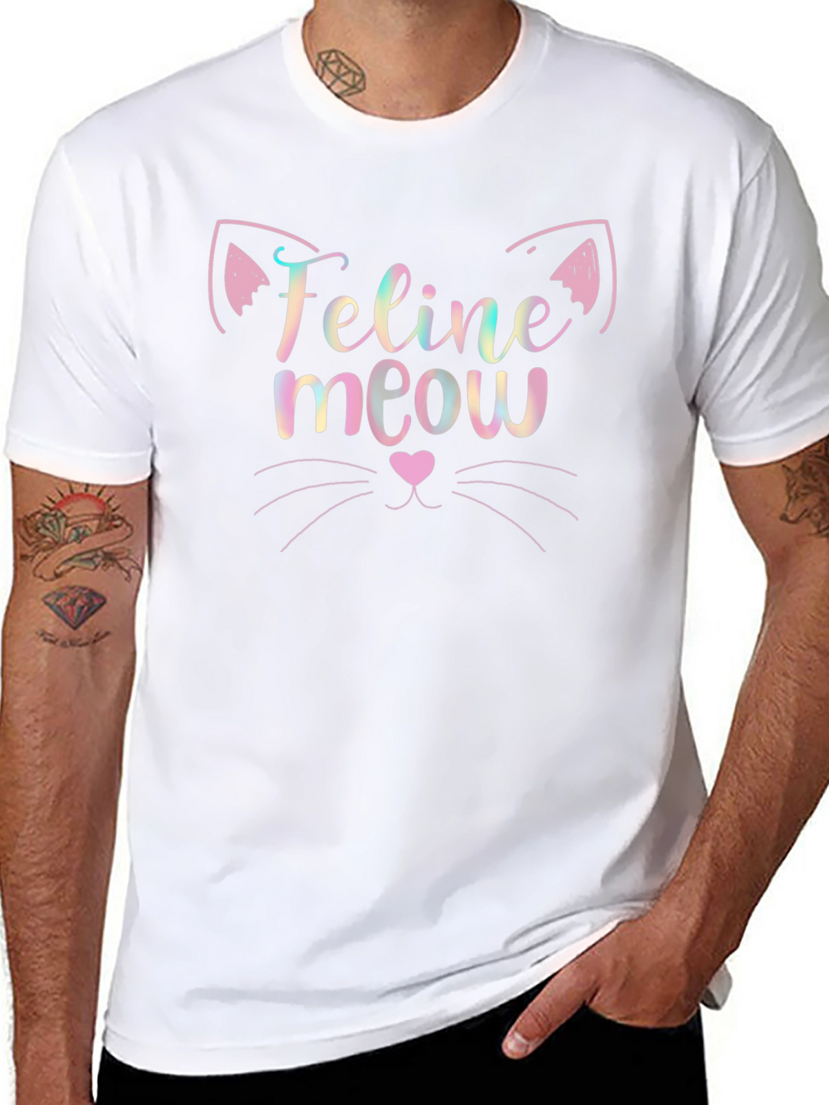 Feline Meow Graphic Tee - Soft Cotton Blend