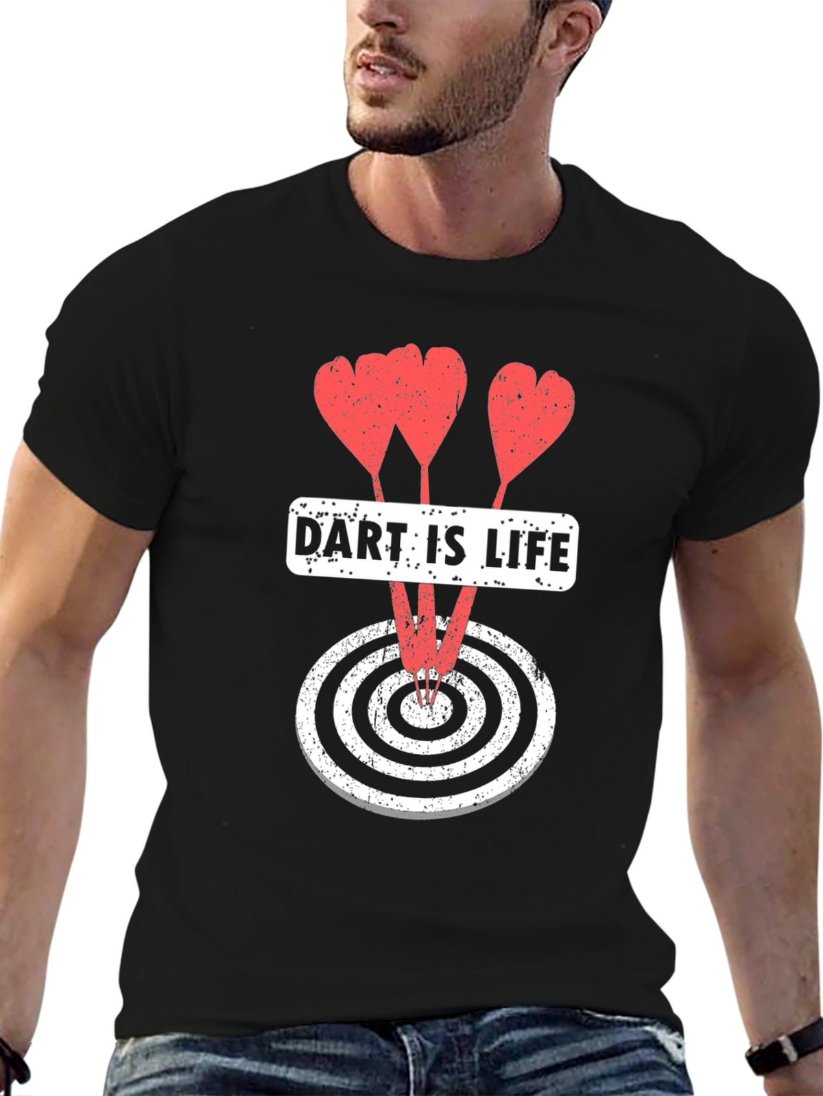 Dart Is Life Graphic Tee - Casual Black T-Shirt