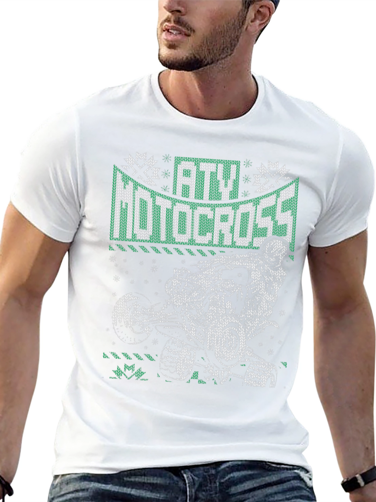 ATV Motocross Ugly Sweater Style T-Shirt