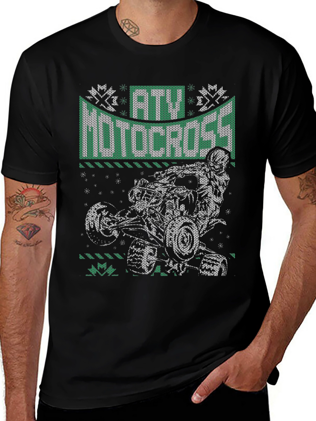 ATV Motocross Ugly Sweater Style T-Shirt