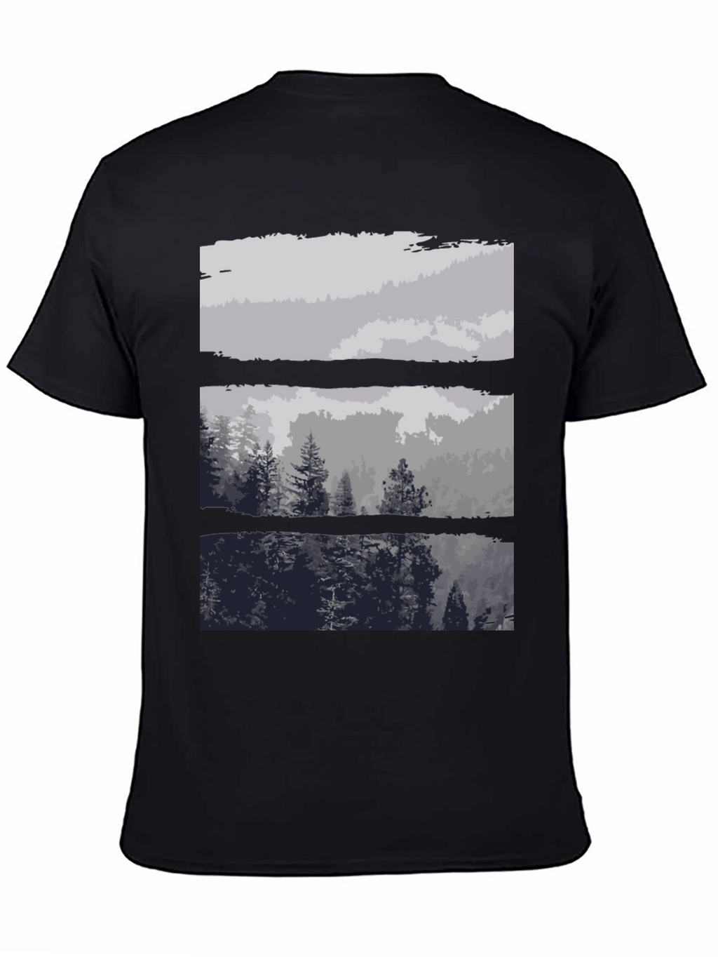 Abstract Landscape Print Black T-Shirt
