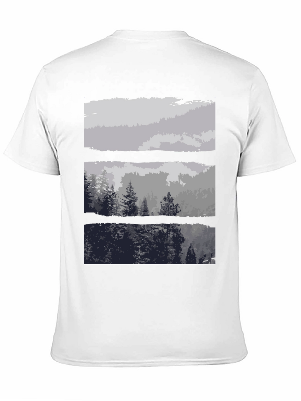 Abstract Landscape Print Black T-Shirt