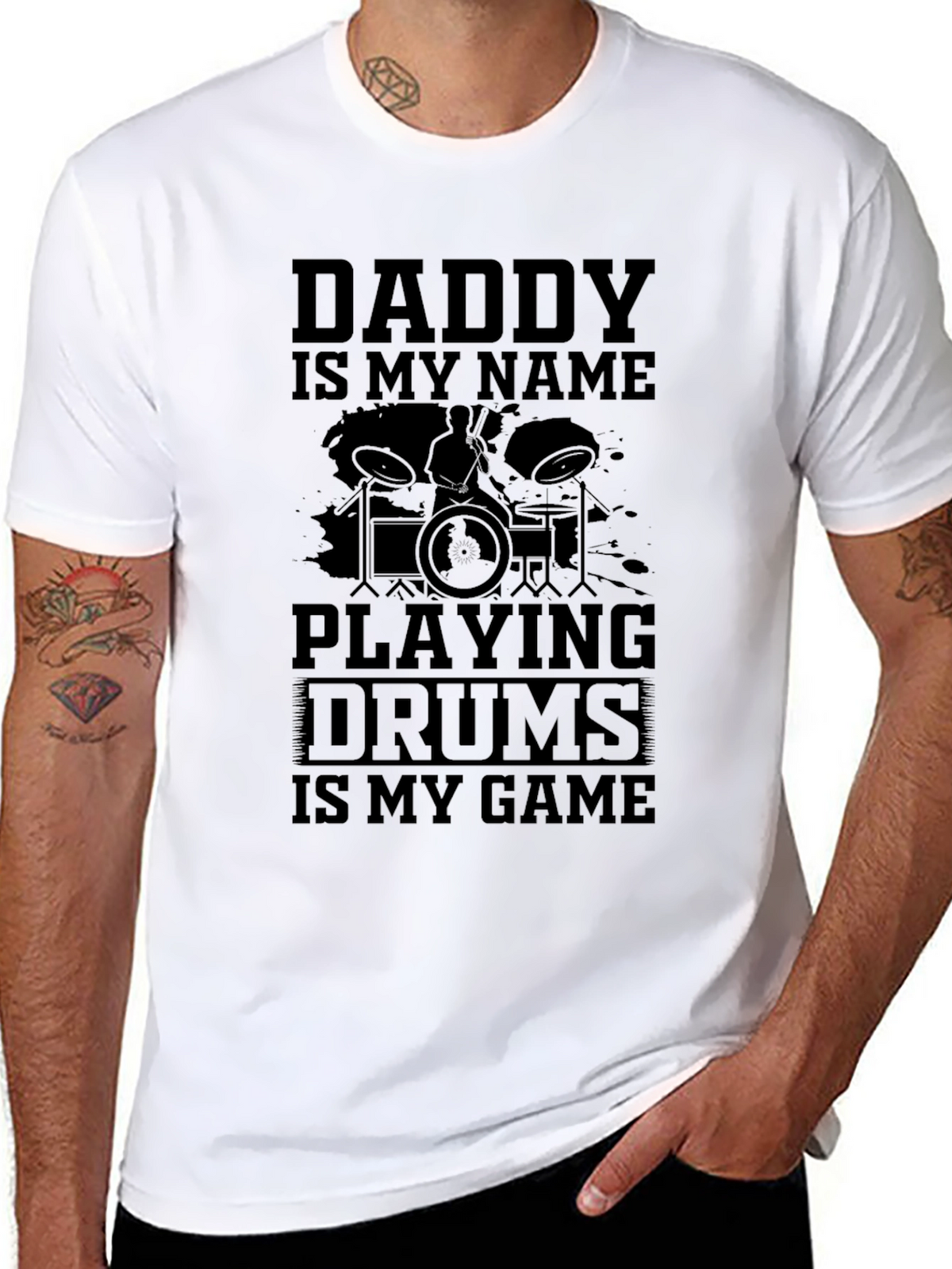Daddy Drummer T-Shirt - Music Lover Tee
